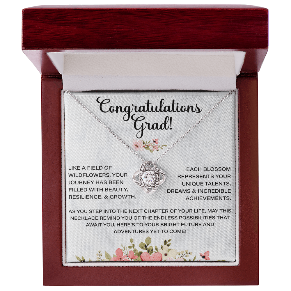 Congratulation grad necklace, Thoughtful Congratulations Graduation Message Card Love Knot Necklace Gifts for Her Women, Behind You All Your Memories Dreams Love Good Wishes Inspirational Gifts Congratulate the Special Graduate - Beauty Belliss
